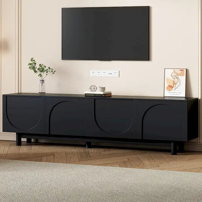 Tv-meubel met boogdeuren en houten poten