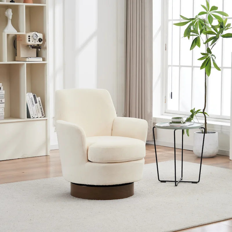 Sillón barril giratorio tapizado de 29.3" con base de acero inoxidable