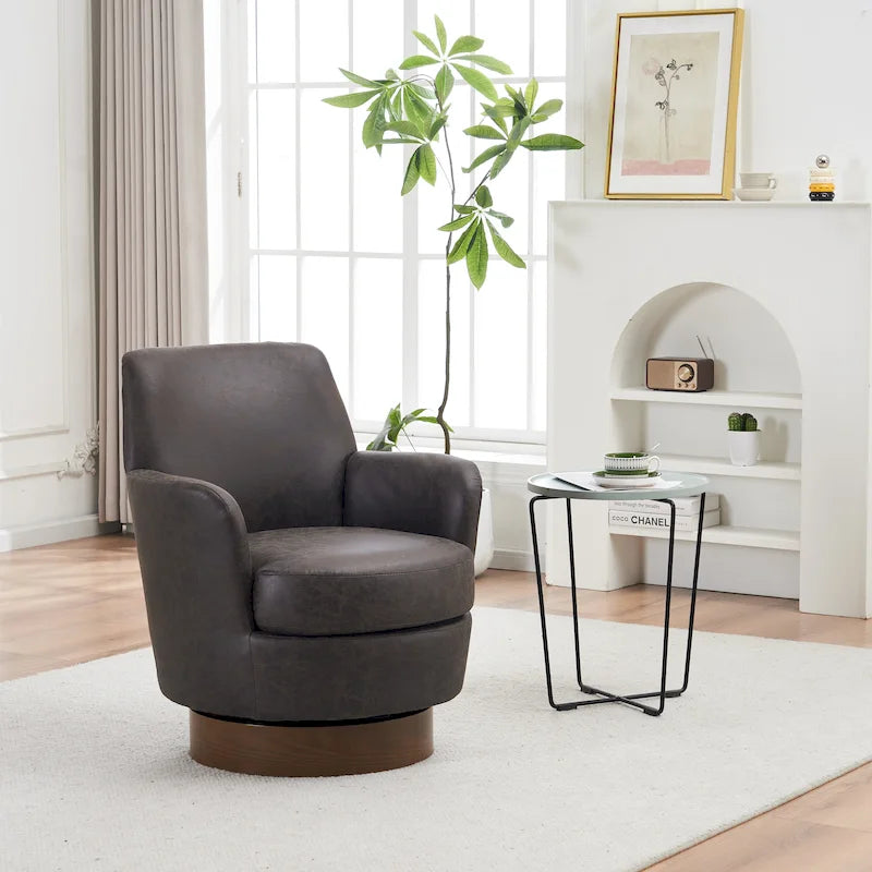 Sillón barril giratorio tapizado de 29.3" con base de acero inoxidable