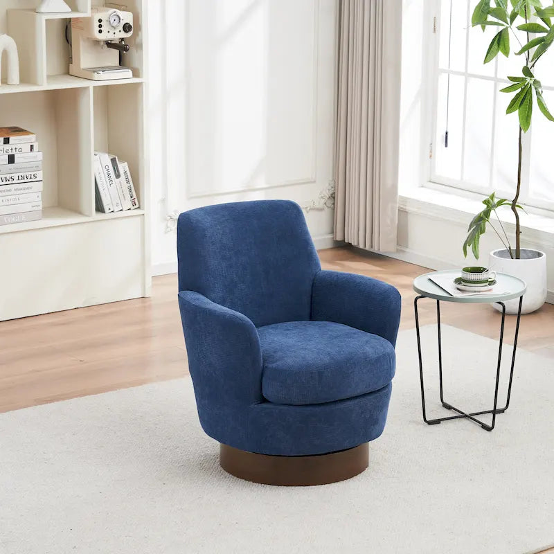 Sillón barril giratorio tapizado de 29.3" con base de acero inoxidable