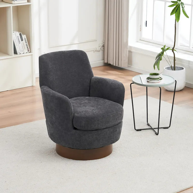 Sillón barril giratorio tapizado de 29.3" con base de acero inoxidable