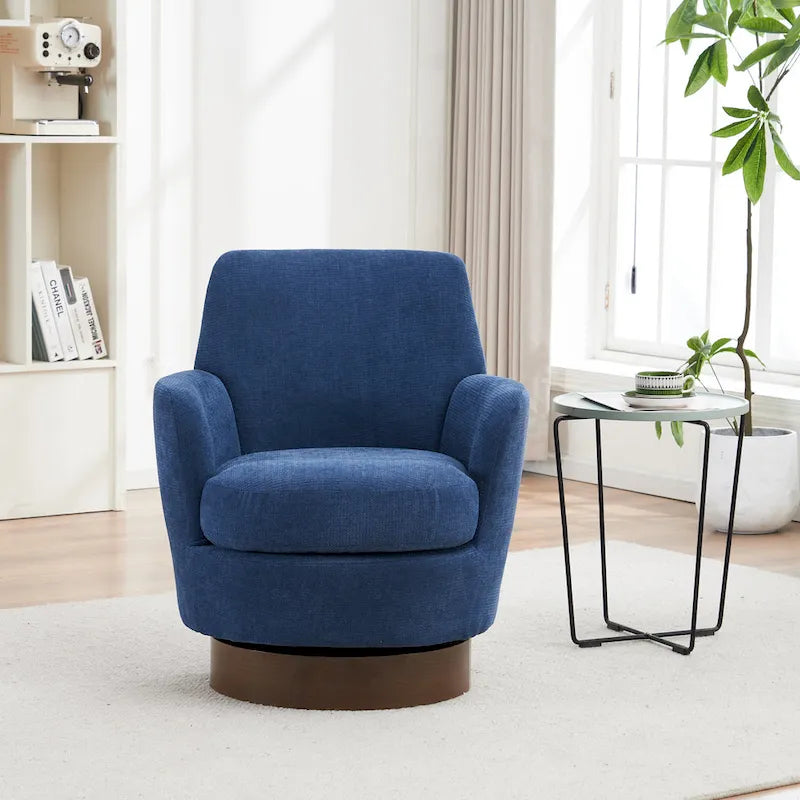 Sillón barril giratorio tapizado de 29.3" con base de acero inoxidable