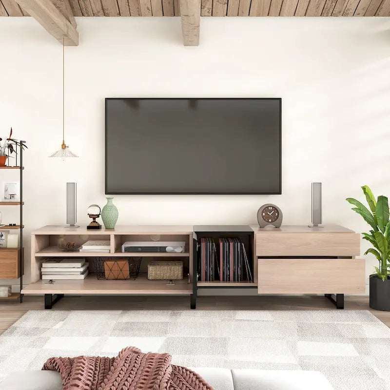Tv-meubel van 70.9" met dubbele opbergruimte voor tv's tot 80"
