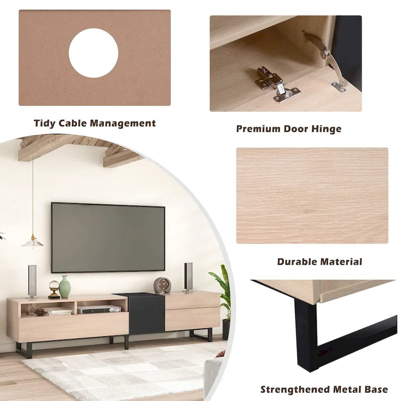 Tv-meubel van 70.9" met dubbele opbergruimte voor tv's tot 80"
