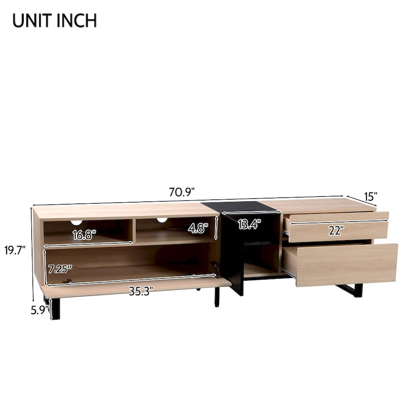 Tv-meubel van 70.9" met dubbele opbergruimte voor tv's tot 80"