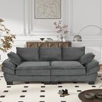Corduroy Fabric Sofa with Removable Cushions and Throw Pillows