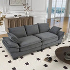 Corduroy Fabric Sofa with Removable Cushions and Throw Pillows