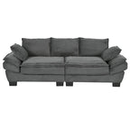 Corduroy Fabric Sofa with Removable Cushions and Throw Pillows