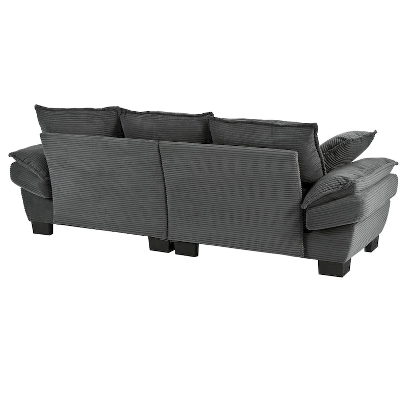 Corduroy Fabric Sofa with Removable Cushions and Throw Pillows
