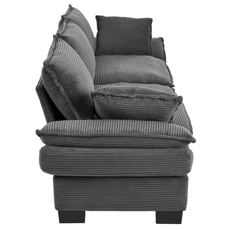 Corduroy Fabric Sofa with Removable Cushions and Throw Pillows