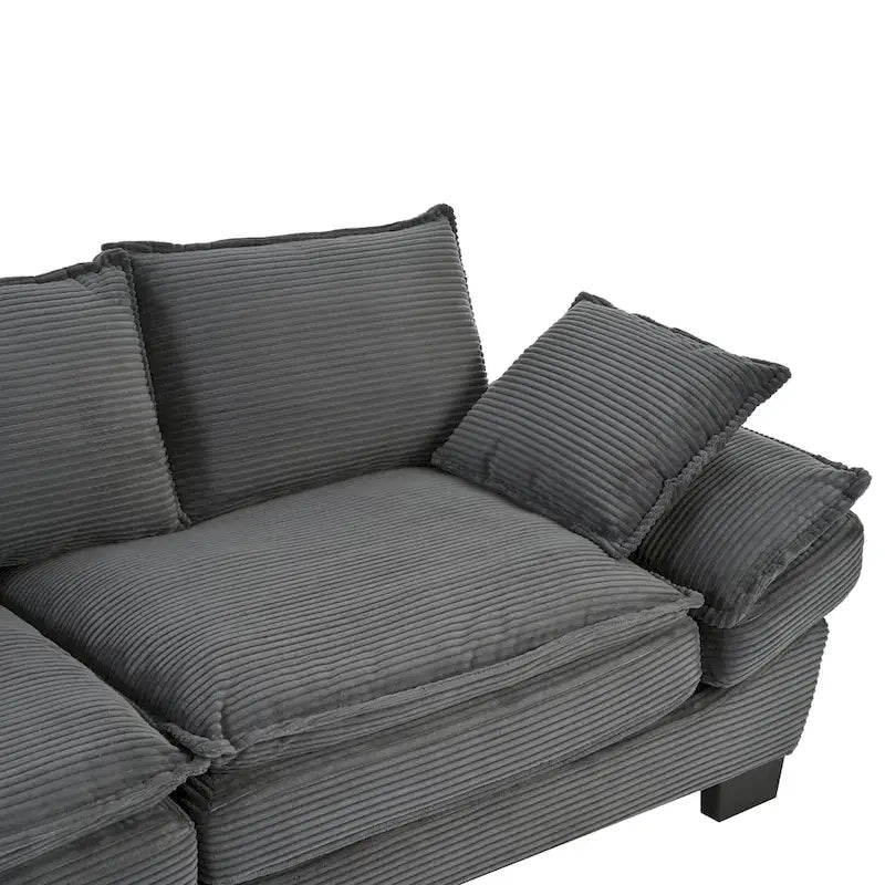Corduroy Fabric Sofa with Removable Cushions and Throw Pillows