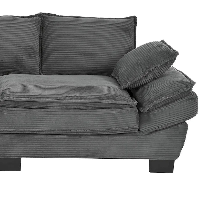 Corduroy Fabric Sofa with Removable Cushions and Throw Pillows