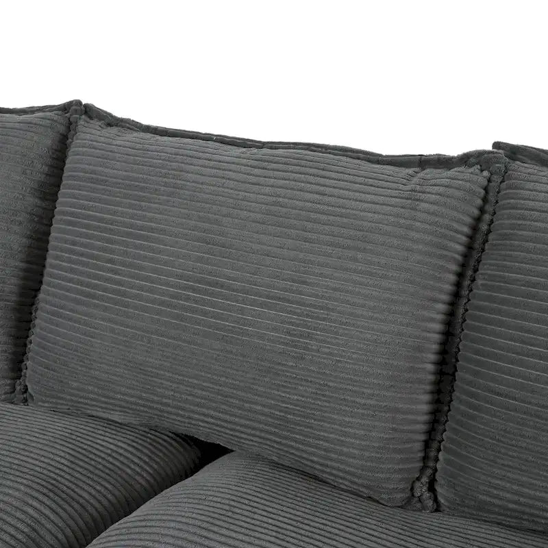 Corduroy Fabric Sofa with Removable Cushions and Throw Pillows