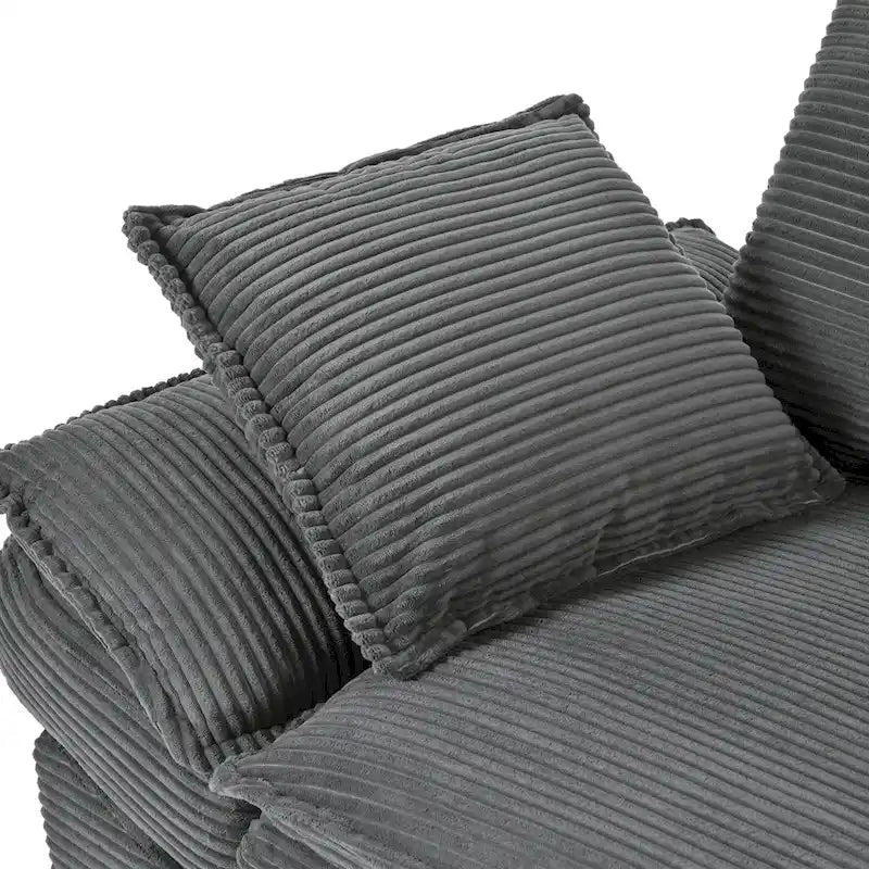 Corduroy Fabric Sofa with Removable Cushions and Throw Pillows