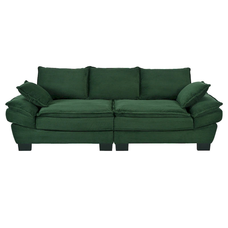 Corduroy Fabric Sofa with Removable Cushions and Throw Pillows