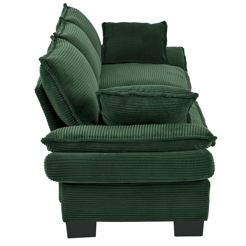 Corduroy Fabric Sofa with Removable Cushions and Throw Pillows