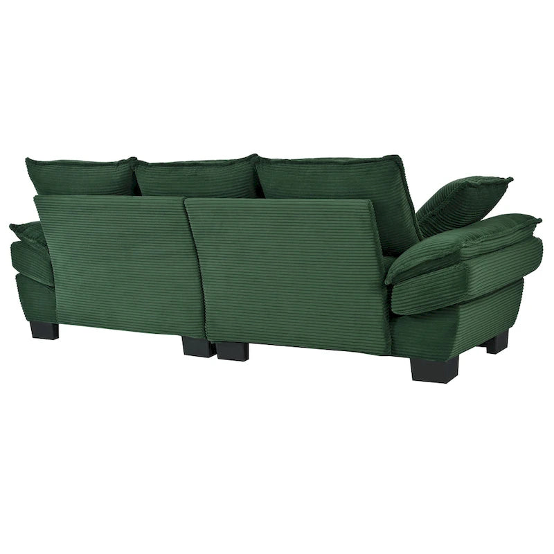 Corduroy Fabric Sofa with Removable Cushions and Throw Pillows