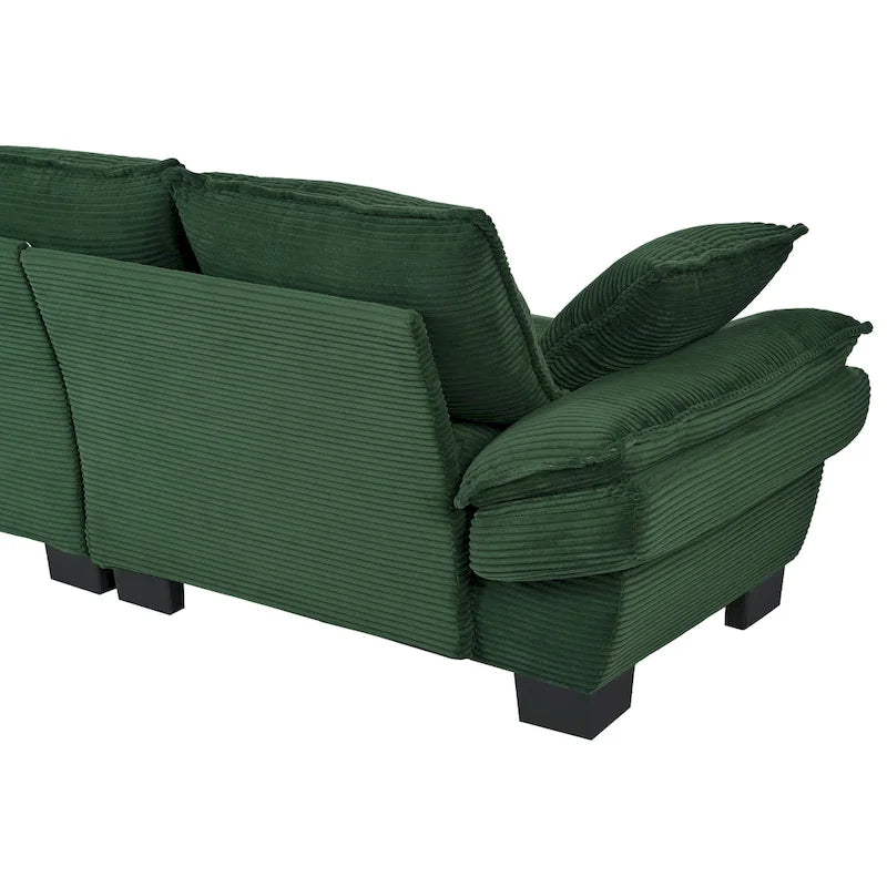 Corduroy Fabric Sofa with Removable Cushions and Throw Pillows