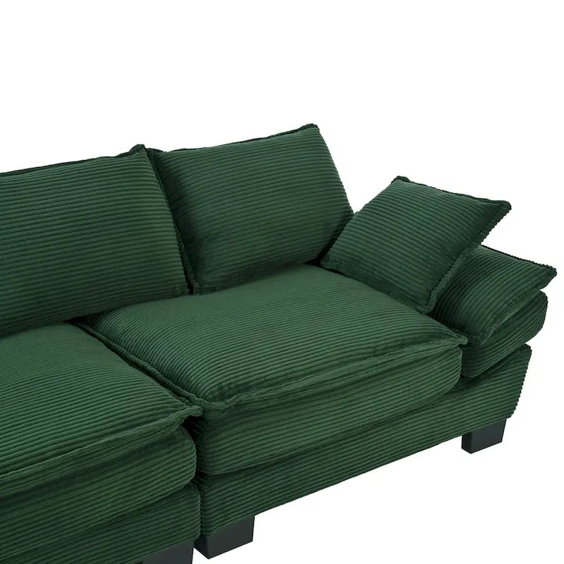 Corduroy Fabric Sofa with Removable Cushions and Throw Pillows