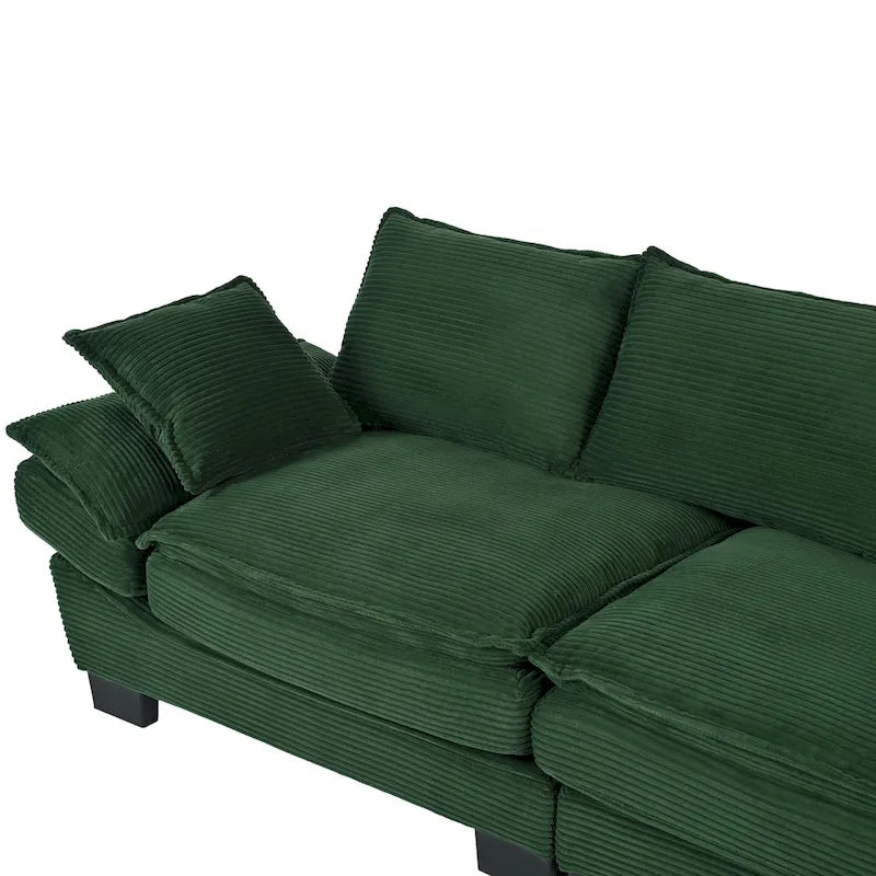 Corduroy Fabric Sofa with Removable Cushions and Throw Pillows