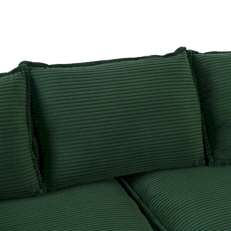 Corduroy Fabric Sofa with Removable Cushions and Throw Pillows