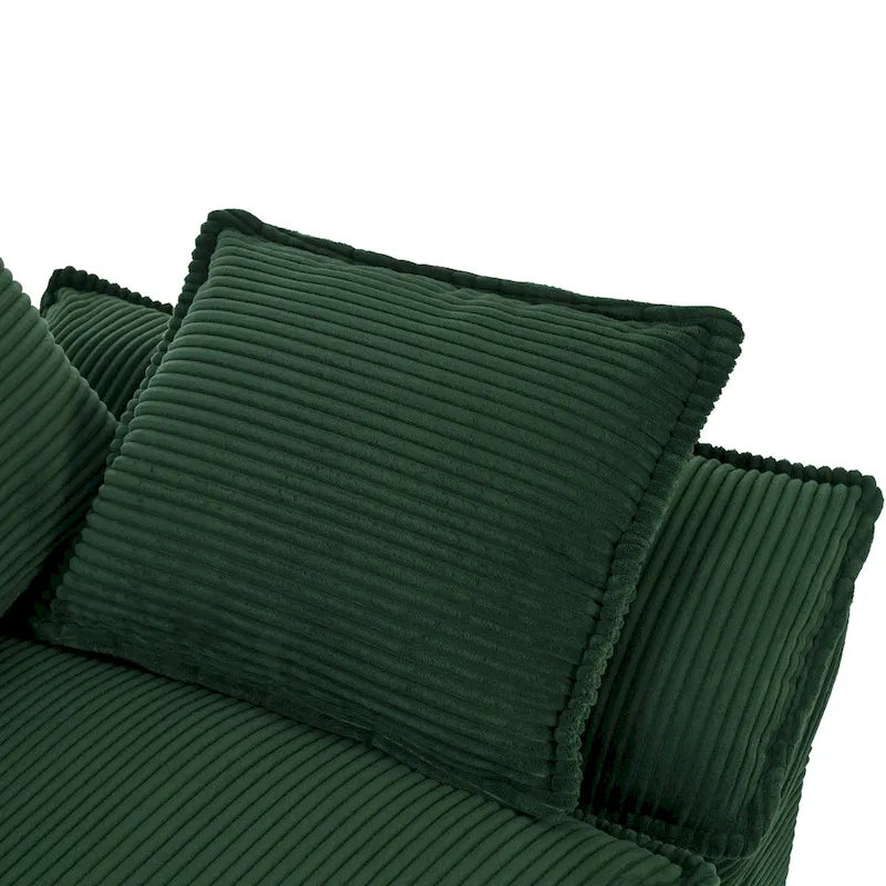 Corduroy Fabric Sofa with Removable Cushions and Throw Pillows