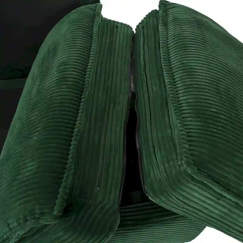 Corduroy Fabric Sofa with Removable Cushions and Throw Pillows
