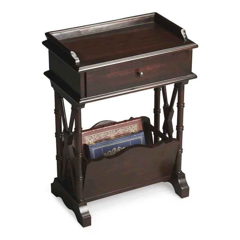 Mesa auxiliar negra de 24" con cajón y estante