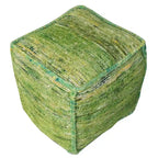 45,7-cm-Würfelhocker – grüner recycelter Seiden- und Baumwollmix