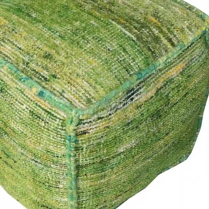 45,7-cm-Würfelhocker – grüner recycelter Seiden- und Baumwollmix