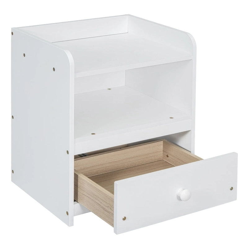 Cama de plataforma matrimonial con almacenamiento, escritorio, puertos USB y 2 cajones - Blanca