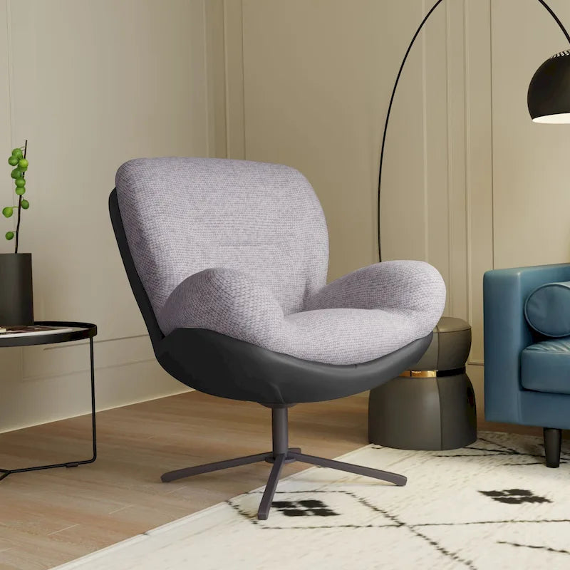 Sillón giratorio de chenilla con base de metal