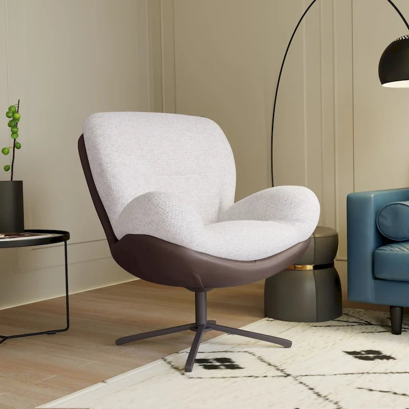 Sillón giratorio de chenilla con base de metal