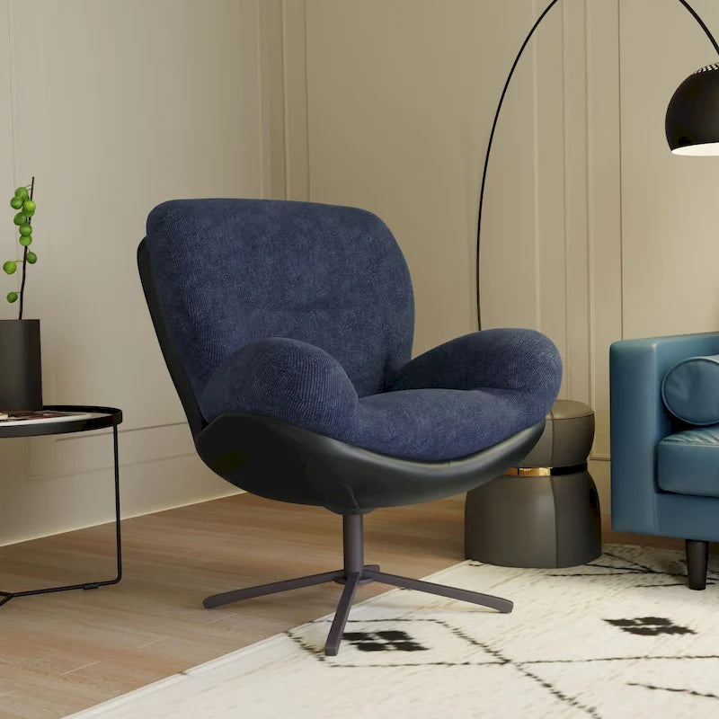 Sillón giratorio de chenilla con base de metal