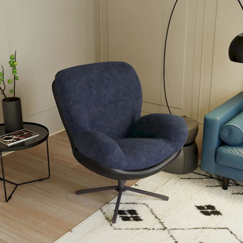 Chenille Swivel Chair with Metal Base
