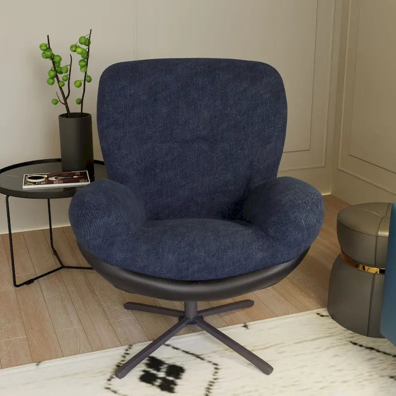 Chenille Swivel Chair with Metal Base