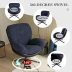Chenille Swivel Chair with Metal Base