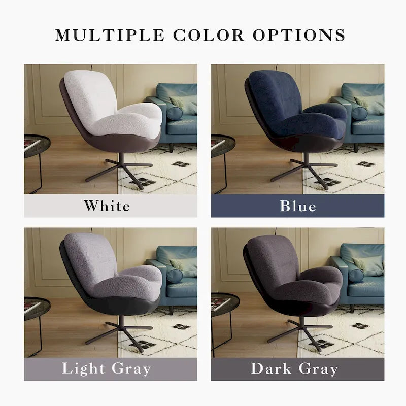 Chenille Swivel Chair with Metal Base