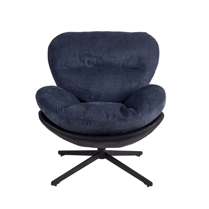 Chenille Swivel Chair with Metal Base