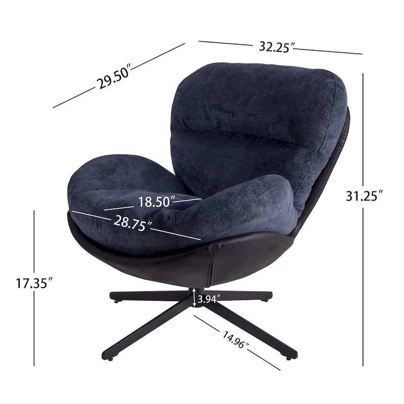 Chenille Swivel Chair with Metal Base