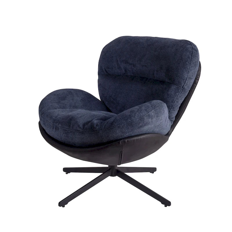 Chenille Swivel Chair with Metal Base