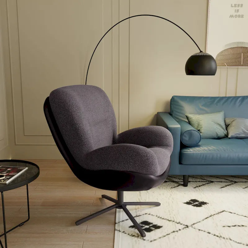 Chenille Swivel Chair with Metal Base