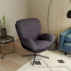 Chenille Swivel Chair with Metal Base