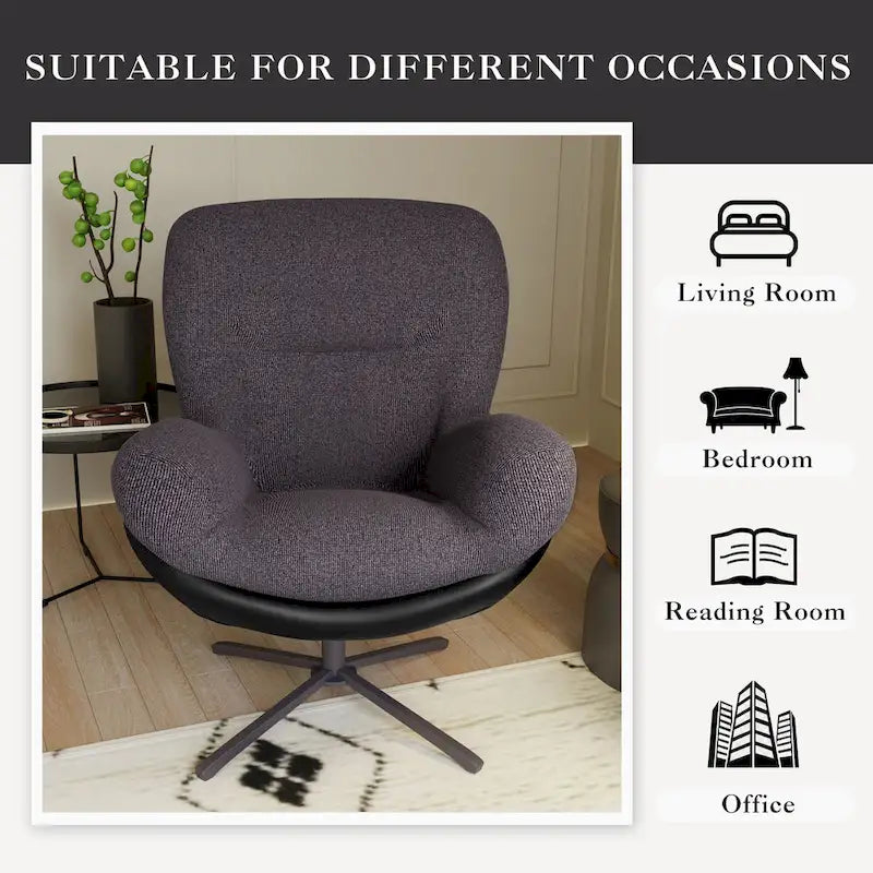 Chenille Swivel Chair with Metal Base