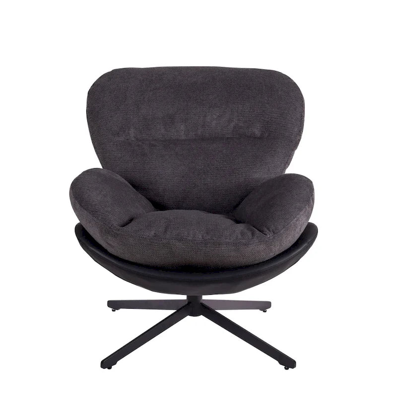 Chenille Swivel Chair with Metal Base