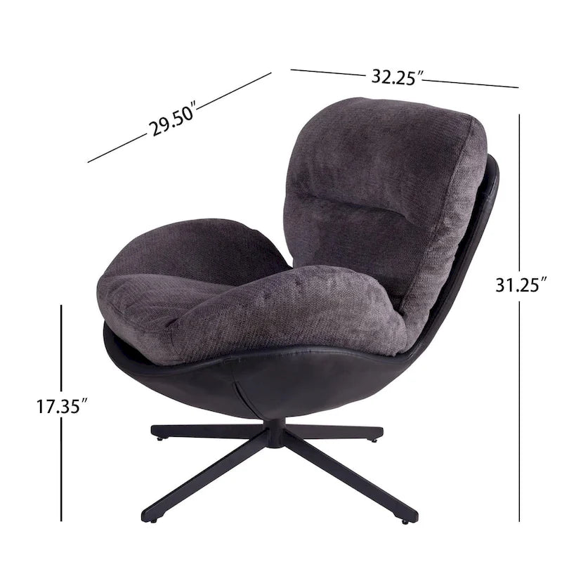 Chenille Swivel Chair with Metal Base
