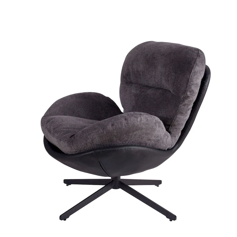 Chenille Swivel Chair with Metal Base