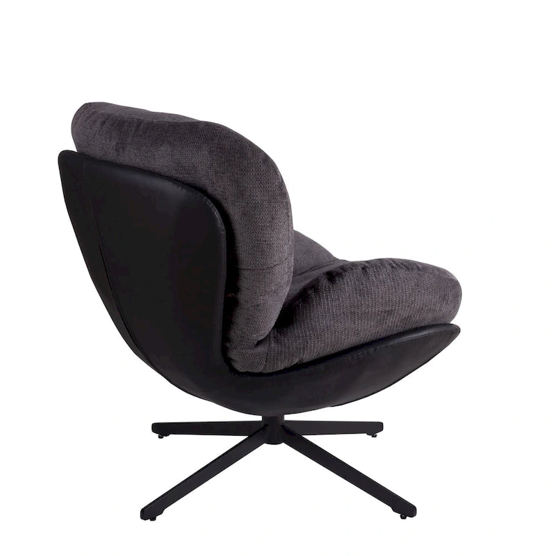 Chenille Swivel Chair with Metal Base
