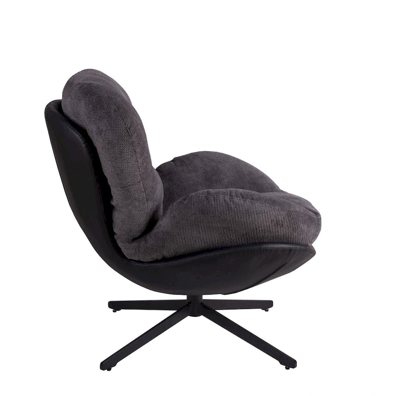 Chenille Swivel Chair with Metal Base