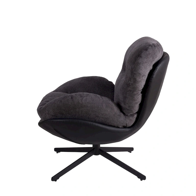 Chenille Swivel Chair with Metal Base